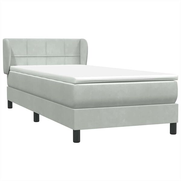vidaXL Cama box spring con colch&oacute;n terciopelo gris claro 80x220 cm