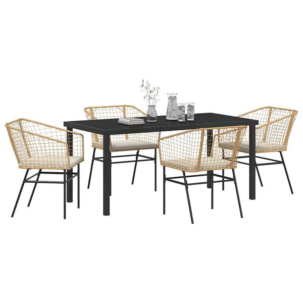 vidaXL Conjunto de Comedor de Jard&iacute;n 5 pcs Marr&oacute;n rat&aacute;n sint&eacute;tico