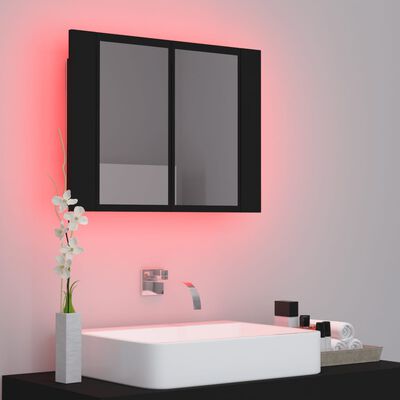 Armario espejo baño luz LED acrílico gris hormigón 60x12x45 cm vidaXL