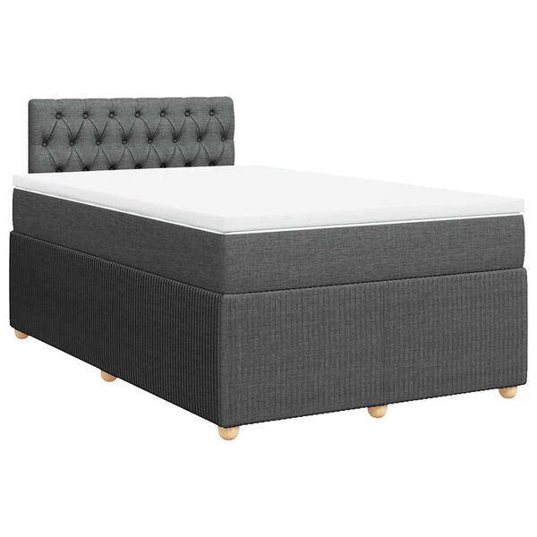vidaXL Cama box spring con colch&oacute;n tela gris oscuro 120x200 cm
