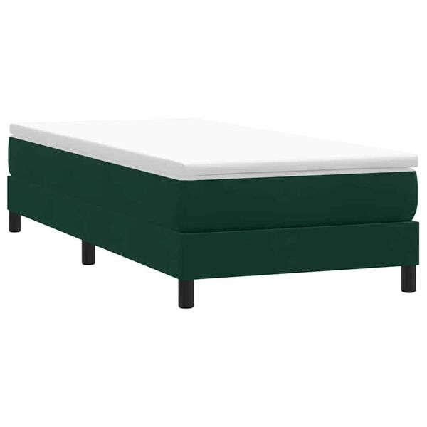vidaXL Cama box spring sin colch&oacute;n terciopelo verde oscuro 90x210 cm