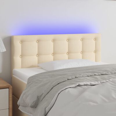vidaXL Cabecero con LED de tela color crema 100x5x78/88 cm