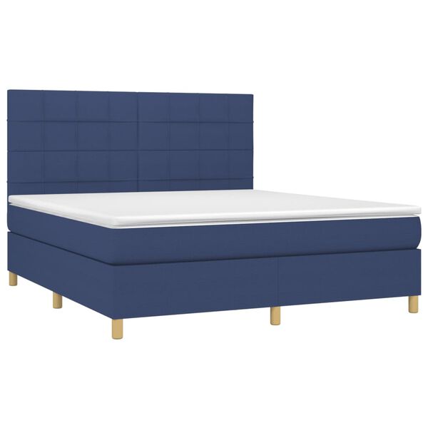 vidaXL Cama box spring con colch&oacute;n tela azul 160x200 cm