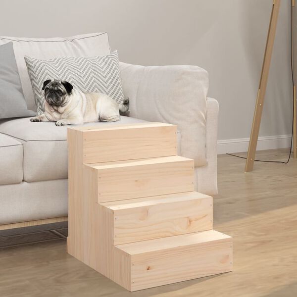 vidaXL Escalera para mascotas madera maciza de pino 40x49x47 cm