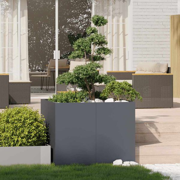 vidaXL Jardinera acero gris antracita 100x100x80 cm