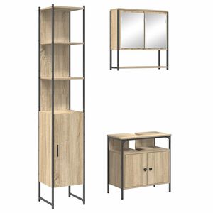vidaXL Juego de muebles de ba&ntilde;o con estante 3 pcs Roble Sonoma