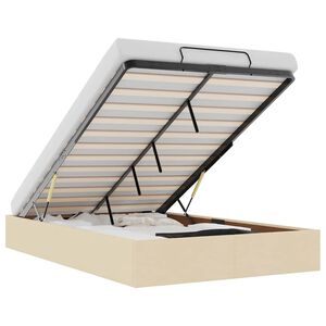vidaXL Estructura de cama otomana sin colch&oacute;n tela crema 120x200 cm