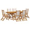 vidaXL Juego comedor de jard&iacute;n 7 pzas madera maciza acacia y textileno
