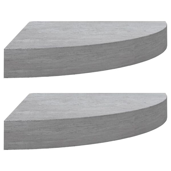 vidaXL Estante de esquina de pared 2 uds MDF gris hormigón 35x35x3,8cm