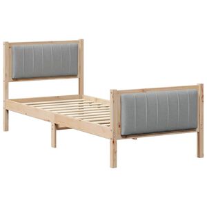 vidaXL Estructura de cama con cabecera Marrón y gris claro 75 x 190 cm