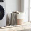 vidaXL Cesta para ropa sucia algod&oacute;n marr&oacute;n y blanco &Oslash;60x36 cm