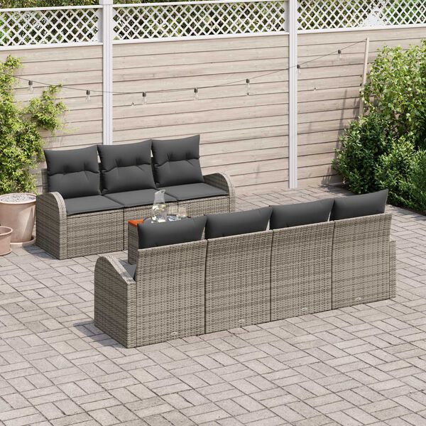 vidaXL Conjunto de sof&aacute; de jard&iacute;n 8 pcs Gris
