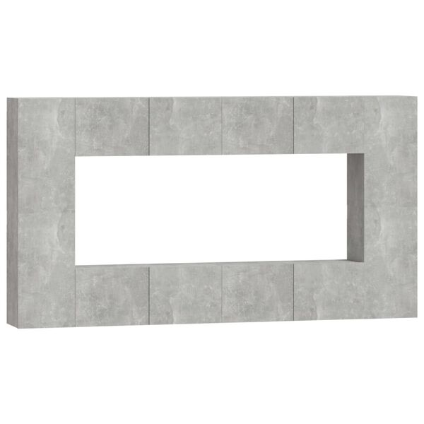 vidaXL Set de muebles de TV 8 pzas madera contrachapada gris hormig&oacute;n