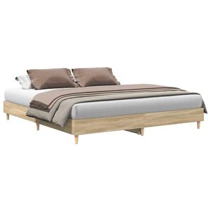vidaXL Estructura de cama sin colch&oacute;n roble Sonoma 200x200 cm