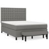 vidaXL Cama box spring con colch&oacute;n tela gris oscuro 140x190 cm
