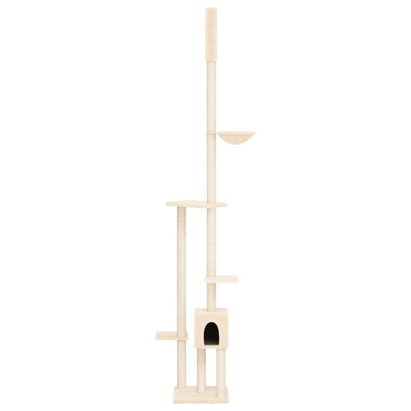 vidaXL &Aacute;rbol rascador para gatos de suelo a techo crema 258,5-284,5 cm