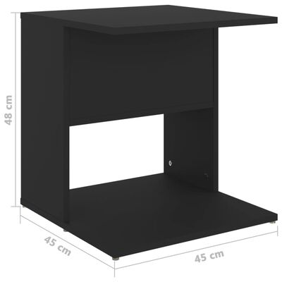 vidaXL Mesa auxiliar de madera contrachapada negro 45x45x48 cm