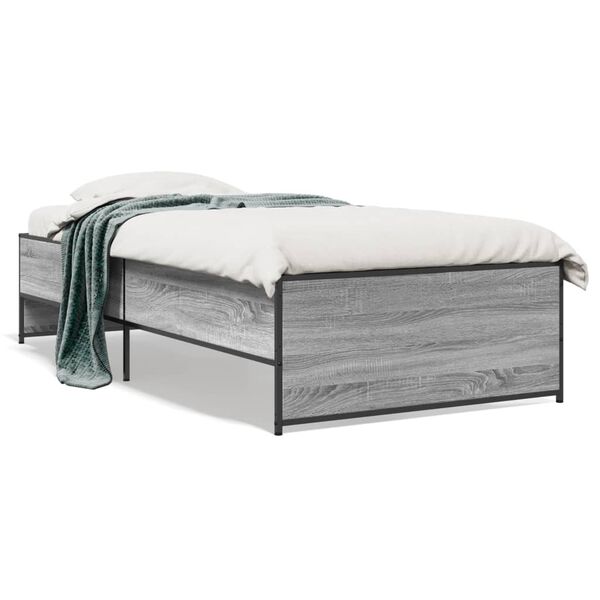 vidaXL Estructura cama madera ingenier&iacute;a metal gris Sonoma 90x200 cm