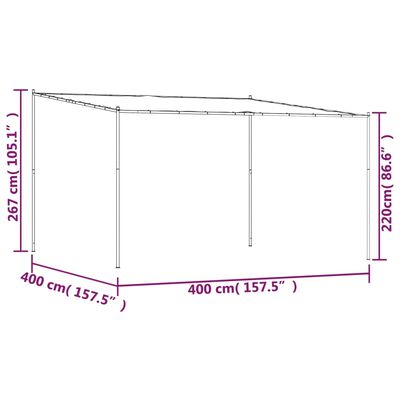 vidaXL Cenador de acero y tela blanco 4x4 180 g/m²