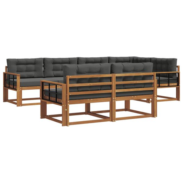 vidaXL Conjunto de sof&aacute;s de exterior 7 pcs Natural y Antracita