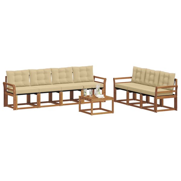 vidaXL Conjunto de sof&aacute;s de exterior con coj&iacute;n 8 pcs Natural y Beige