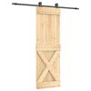 vidaXL Puerta Corredera Natural y negro 70 x 210 cm