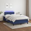 vidaXL Cama box spring con colch&oacute;n y luces LED tela azul 120x190 cm