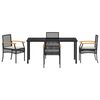 vidaXL Conjunto de Comedor de Jard&iacute;n 5 pcs Negro rat&aacute;n sint&eacute;tico