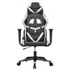 vidaXL Silla gaming de masaje cuero sintético negro y blanco