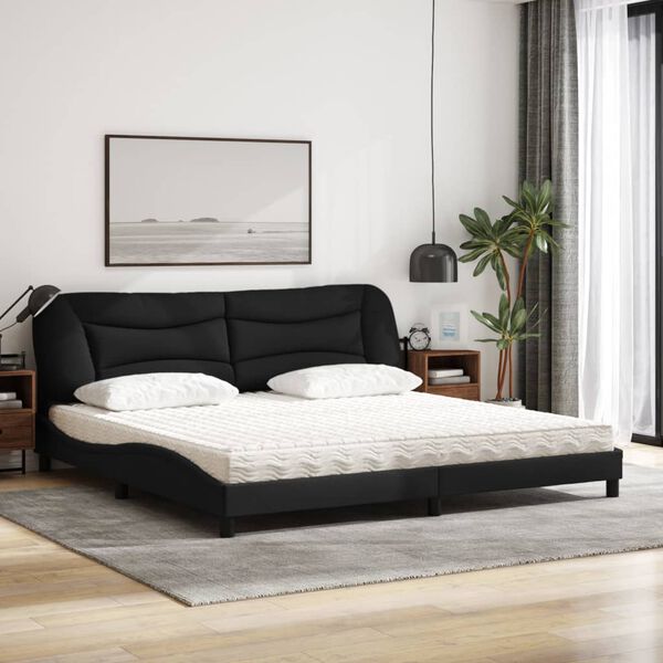 vidaXL Cama con colch&oacute;n Hvar tela negro 200x200 cm