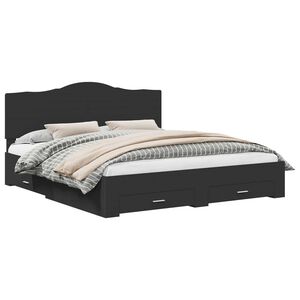 vidaXL Estructura de cama Negro 200 x 200 cm Madera de ingenier&iacute;a