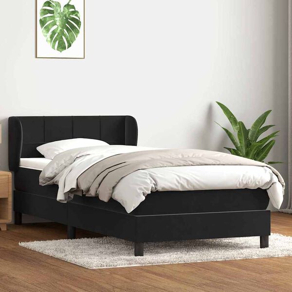 vidaXL Cama box spring con colch&oacute;n cuero sint&eacute;tico negro 80x210 cm