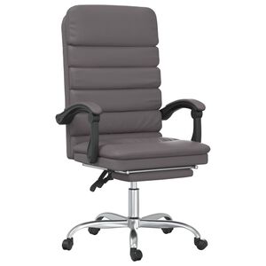 vidaXL Sill&oacute;n de oficina reclinable con masaje, de piel sint&eacute;tica gris