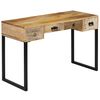 vidaXL Escritorio madera maciza mango y cuero aut&eacute;ntico 117x50x76 cm