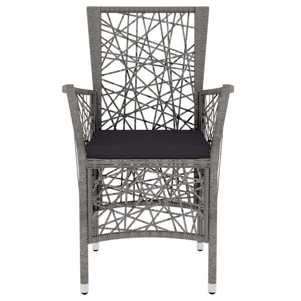 vidaXL Juego de comedor para jard&iacute;n 3 piezas rat&aacute;n sint&eacute;tico gris