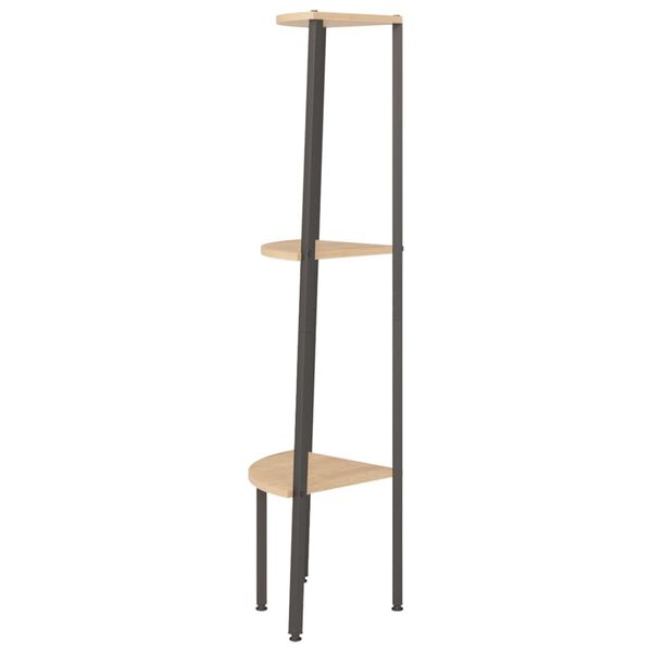vidaXL Estanter&iacute;a esquina 3 niveles marr&oacute;n claro negro 45,5x31,5x120cm