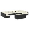 vidaXL Set de muebles de jard&iacute;n 12 pzas cojines rat&aacute;n sint&eacute;tico negro