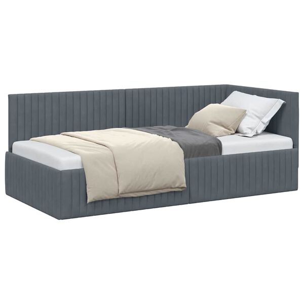 vidaXL Estructura de cama en esquina Gris oscuro 90 cm x 190 cm
