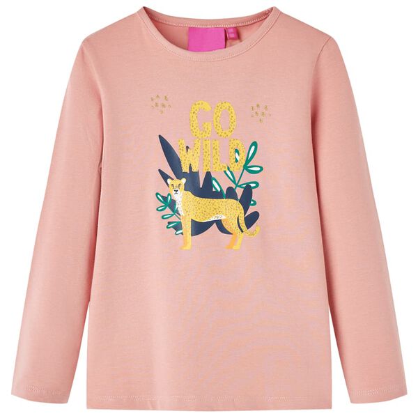 Camiseta infantil de manga larga rosa claro 104