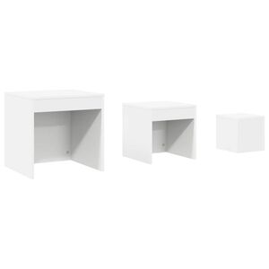 vidaXL Mesas apilables 3 piezas madera contrachapada blanco