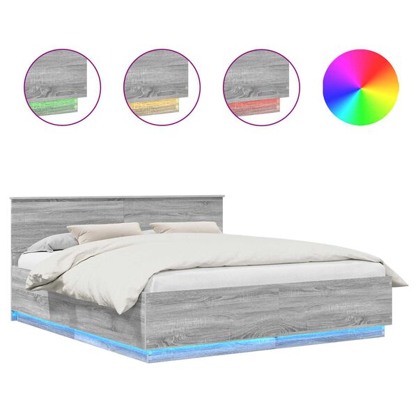 vidaXL Estructura de cama con cabecera Gris Sonoma 200 x 200 cm