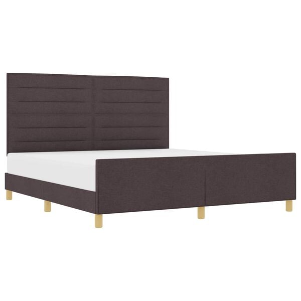 vidaXL Estructura de cama con cabecera Marr&oacute;n oscuro 180 x 200 cm tela