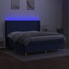 vidaXL Cama box spring colch&oacute;n y luces LED tela azul 180x200 cm