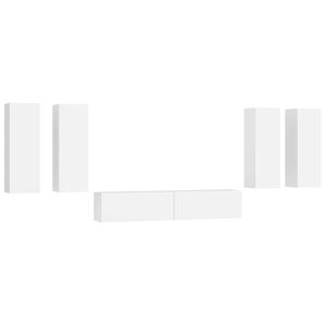 vidaXL Set de muebles para TV 6 piezas madera contrachapada blanco