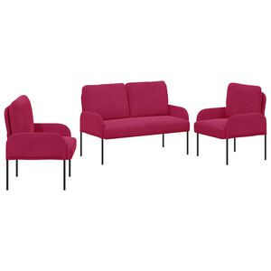 vidaXL Juegos de sof&aacute;s con coj&iacute;n 3 pcs Rojo vino 115 x 56 x 80 cm