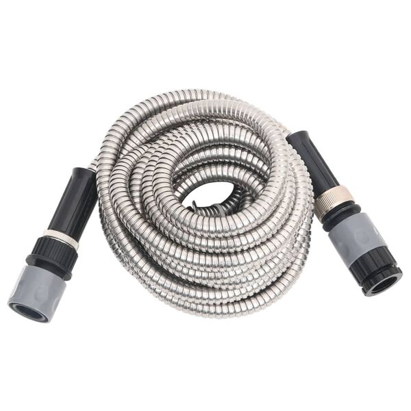 vidaXL Manguera jard&iacute;n y pulverizador acero inoxidable plata 14mm 7,5m
