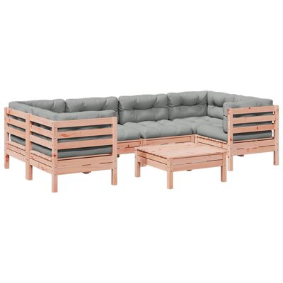 vidaXL Set de sofás jardín 7 pzas con cojines madera abeto Douglas
