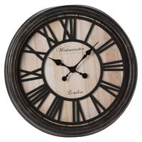 H&S Collection Reloj de pared números romanos London negro y natural