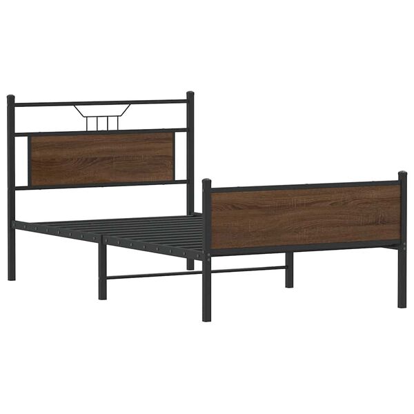vidaXL Estructura de cama sin colch&oacute;n madera marr&oacute;n roble 100x200 cm