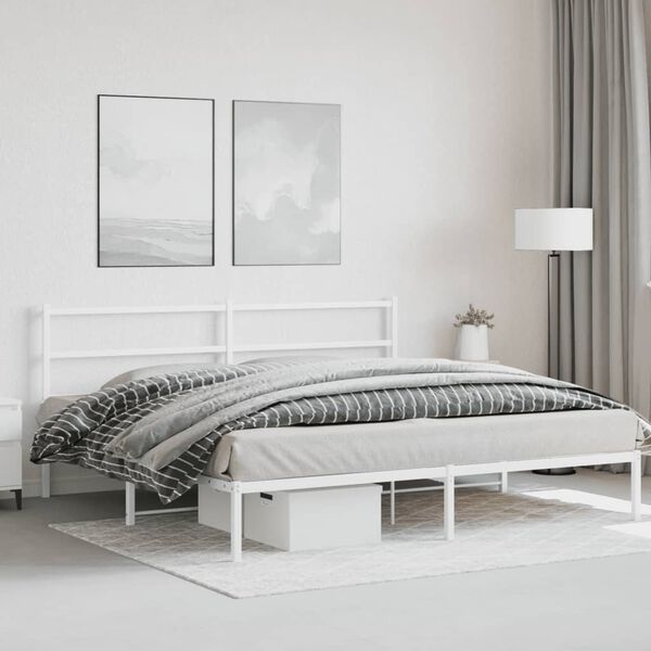 vidaXL Estructura cama sin colch&oacute;n con cabecero metal blanco 180x200cm